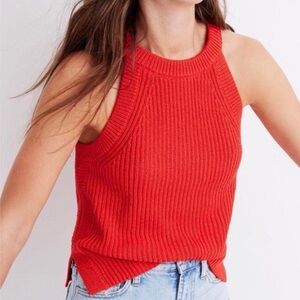 Madewell Valley Sweater Knit Tank in Red - Size Medium